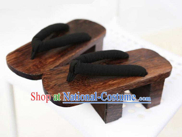 Traditional Japanese Geisha High Heel Black Bidentate Clogs Slippers Asian Japan Geta Shoes for Women