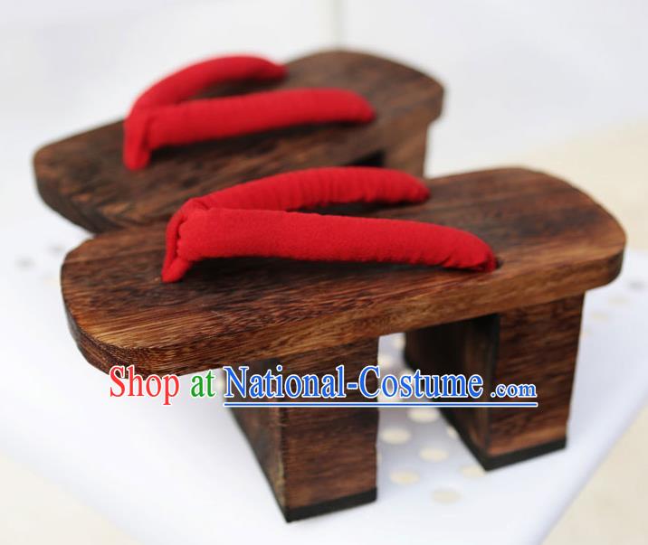 Traditional Japanese Geisha High Heel Red Bidentate Clogs Slippers Asian Japan Geta Shoes for Women