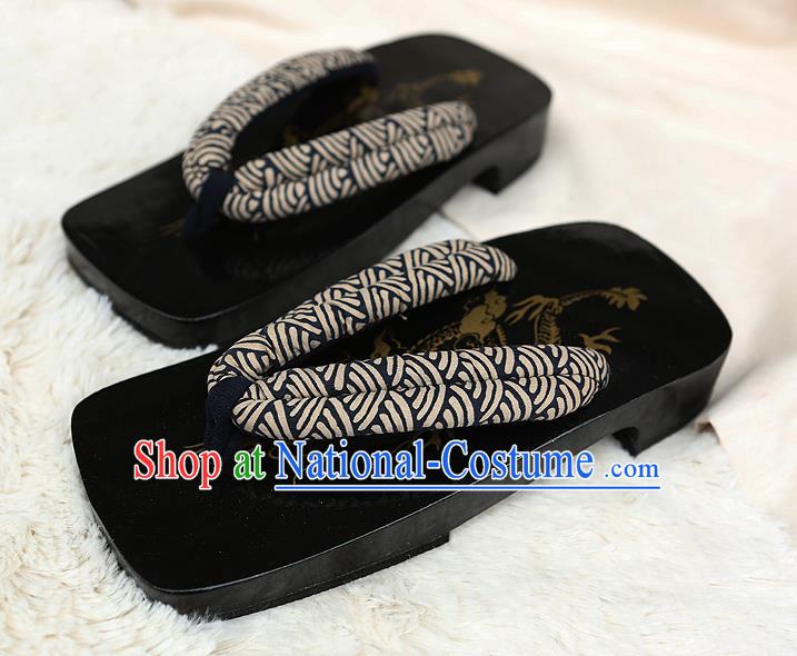 Japanese Traditional Black Flip Flops Slippers Clogs Asian Japan Geta Shoes for Men