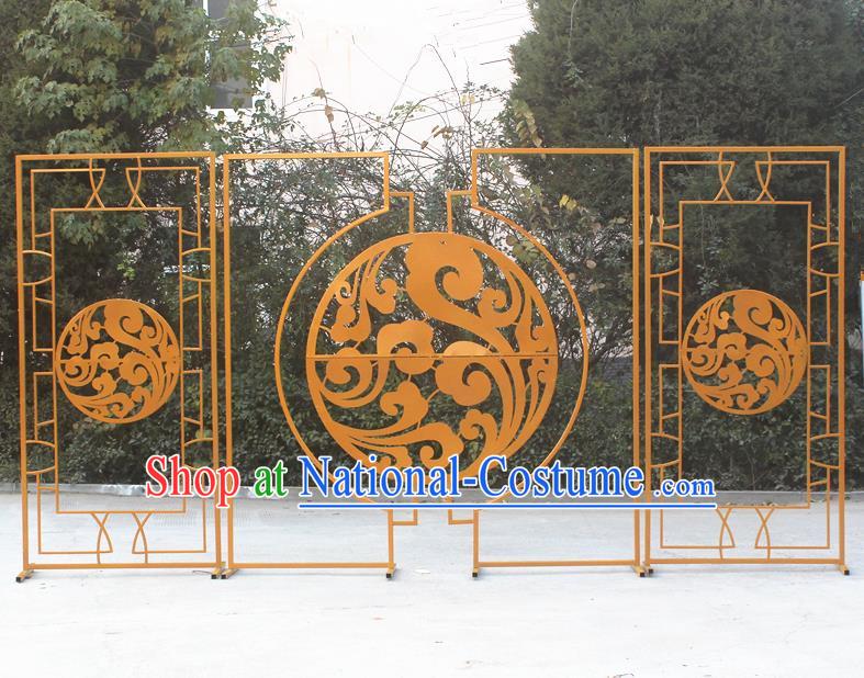 Handmade Chinese Golden Iron Art Cloud Folding Screens Traditional Wedding Decoration