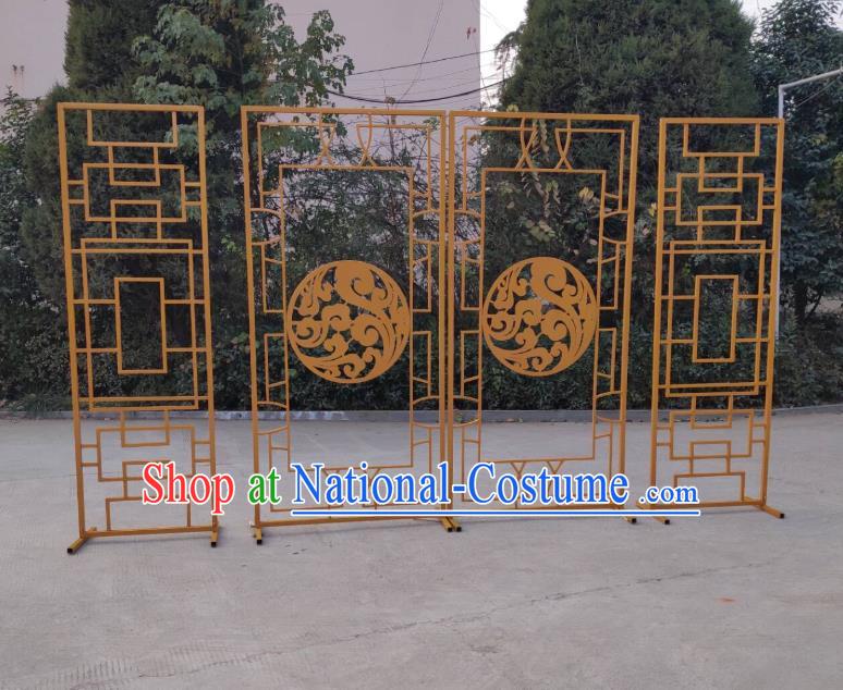 Handmade Chinese Golden Iron Art Folding Screens Traditional Wedding Decoration