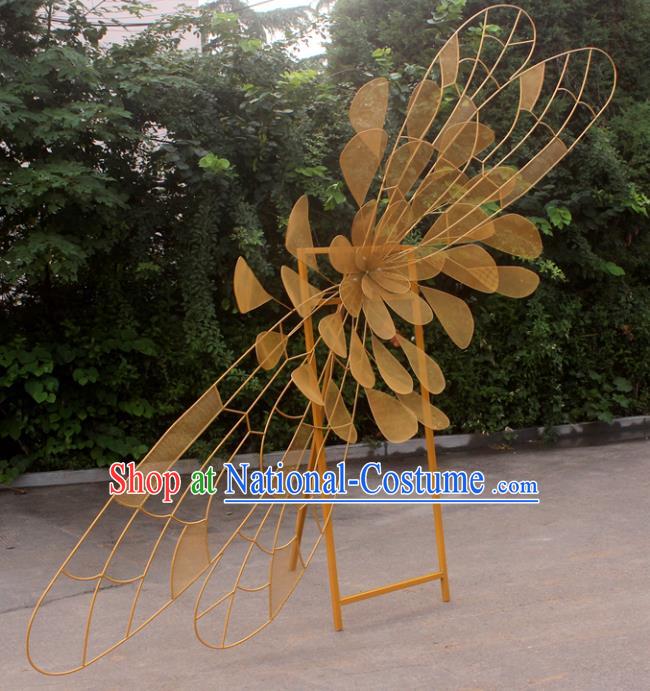 Handmade Chinese Golden Iron Art Flower Folding Screens Traditional Wedding Decoration