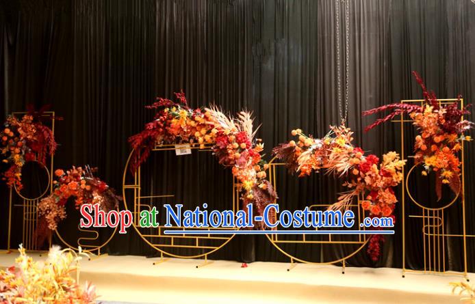 Handmade Chinese Iron Art Flowers Folding Screens Traditional Wedding Decoration