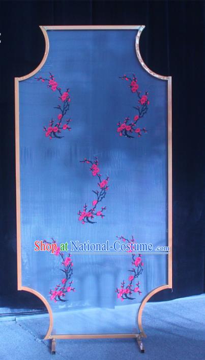 Handmade Chinese Embroidered Plum Blossom Folding Screens Traditional Wedding Decoration