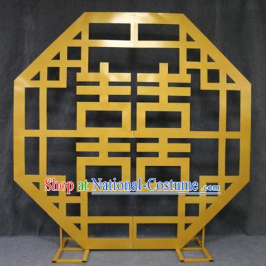 Handmade Chinese Golden Iron Art Carving Folding Screens Traditional Wedding Decoration