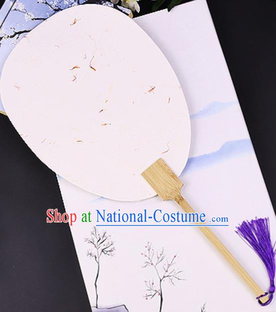 Chinese Traditional White Art Paper Palm Leaf Fans Handmade Round Fan for Women