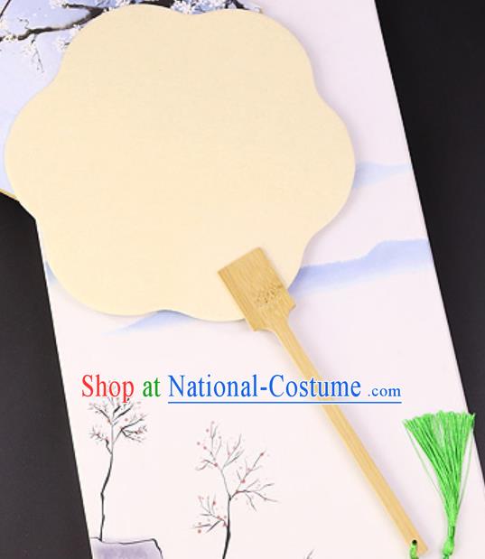 Chinese Traditional Yellow Art Paper Palm Leaf Fans Handmade Round Fan for Women