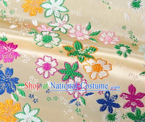 Japanese Traditional Sakura Pattern Design Light Golden Brocade Fabric Asian Kimono Tapestry Satin