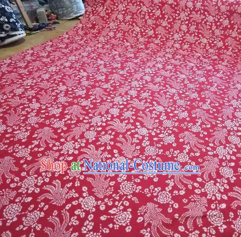 Chinese Classical Phoenix Pattern Design Red Fabric Asian Traditional Hanfu Cloth Material