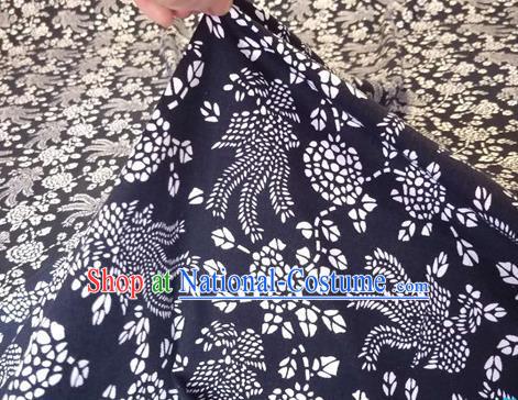 Chinese Classical Phoenix Pattern Design Navy Fabric Asian Traditional Hanfu Cloth Material