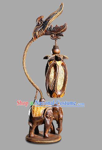 Southeast Asia Traditional Desk Lantern Thailand Handmade Wood Carving Elephant Lanterns