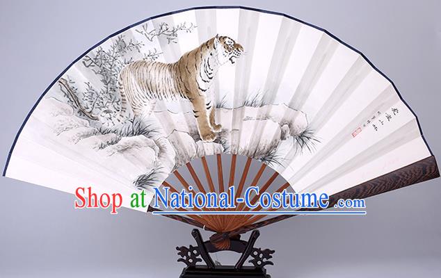 Traditional Chinese Hand Painting Tiger Paper Fan China Bamboo Accordion Folding Fan Oriental Fan