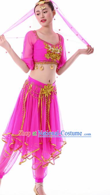 Chinese Dance Rosy Dress Traditional Indian Dance Stage Performance Costume for Women