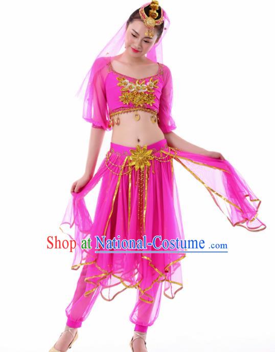 Chinese Dance Rosy Dress Traditional Indian Dance Stage Performance Costume for Women