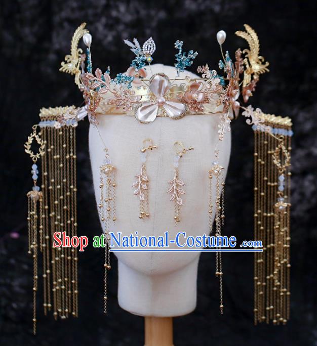 Chinese Traditional Wedding Shell Phoenix Coronet Hair Accessories for Women