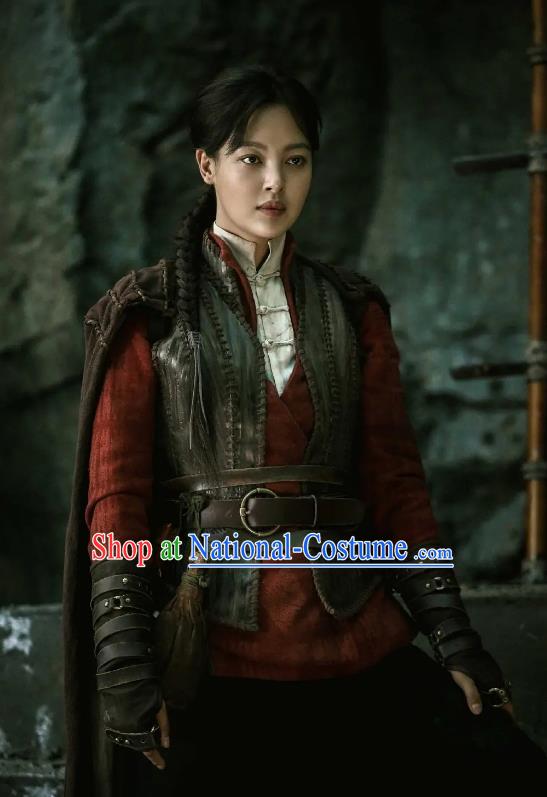 Chinese Drama Xin Zhilei Candle in The Tomb The Wrath of Time Grave Robber Lady Red Costume and Headpiece for Women