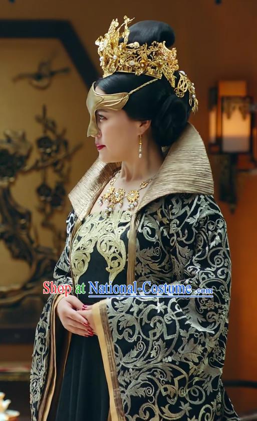 Chinese Ancient Empress Dowager Historical Drama Princess Silver Costume and Headpiece for Women