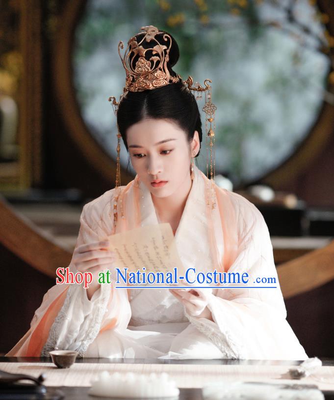 Chinese Drama Princess Silver Ancient Princess Rong Le Historical Costume and Headpiece for Women