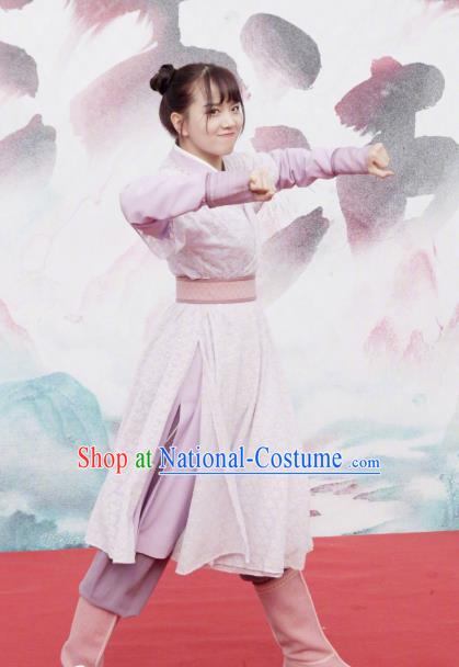 Chinese Ancient Maidservant Mu Yu Er Hanfu Dress Historical Drama Lovely Swords Girl Costume and Headpiece for Women