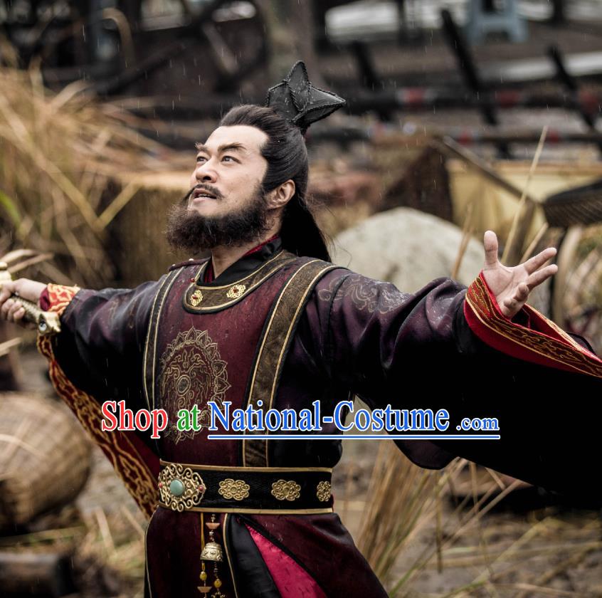 Drama Demon Catcher Zhong Kui Chinese Ancient Master Zhong Kui Costume and Headpiece Complete Set