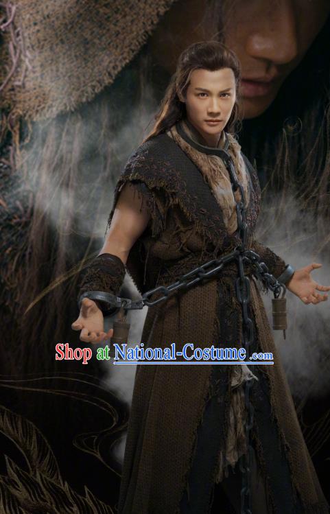 Drama An Oriental Odyssey Chinese Ancient Groom Servant Mu Le Costume and Headpiece Complete Set