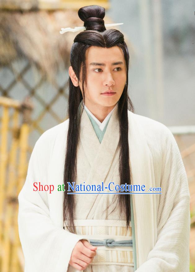 Drama Hero Dream Chinese Ancient Han Dynasty Counselor Zhang Liang Costume and Headpiece Complete Set