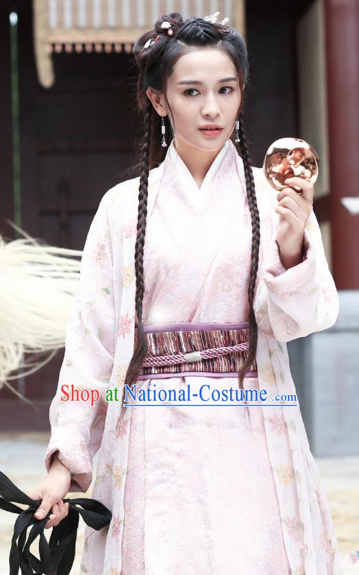 Chinese Ancient Han Dynasty Female Swordsman Ji Jiang Dress Historical Drama Hero Dream Costume and Headpiece for Women