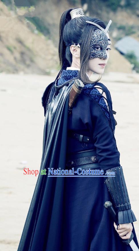 Chinese Ancient Han Dynasty Female Swordsman Mo Wu Dress Historical Drama Hero Dream Costume and Headpiece for Women