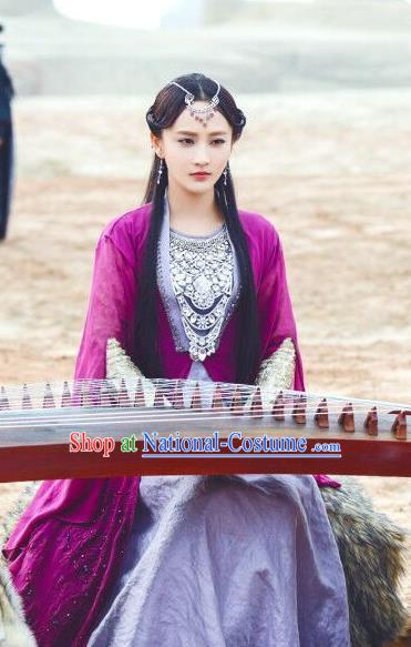 Chinese Ancient Princess Jiu Lian Historical Drama The Legend of Jade Sword Costume and Headpiece for Women