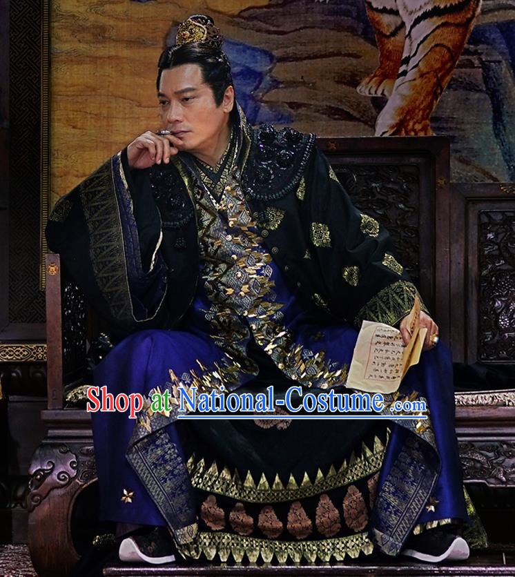 Drama The Dark Lord Chinese Ancient Ming Dynasty Official Yang Yinglong Costume and Headpiece Complete Set