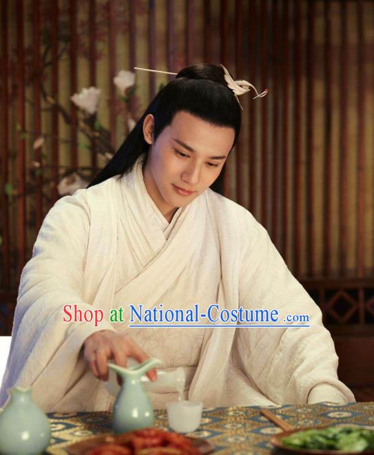 Chinese Ancient Musician of Li Clothing Drama Love of Thousand Years Fu Jiuyun Costumes and Hair Pin