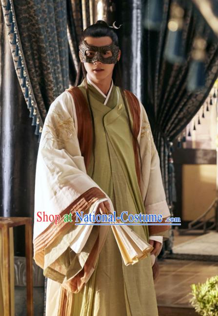 Chinese Ancient Scholar Hanfu Clothing and Hair Pin Drama Love of Thousand Years Musician of Li Fu Jiuyun Costumes