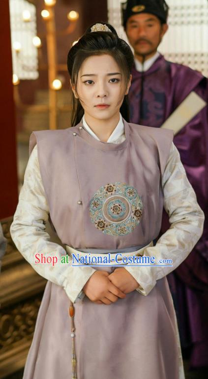 Chinese Ancient Female Swordsman Dress Apparels Garment and Hairdo Crown Drama To Get Her Princess Tu Siya Costumes