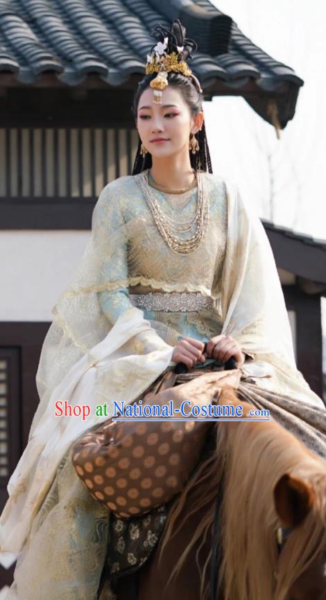 Chinese Ancient Ethnic Princess Dress Garment Costumes and Headwear Drama To Get Her Court Female Murong Xianyue Apparels