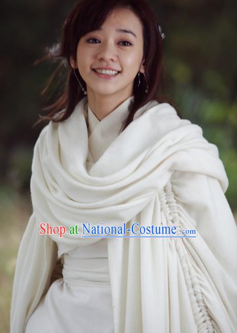 Chinese Ancient Young Lady Apparels and Headpieces Drama Butterfly Sword Costumes Sun Xiaodie White Hanfu Dress Garment