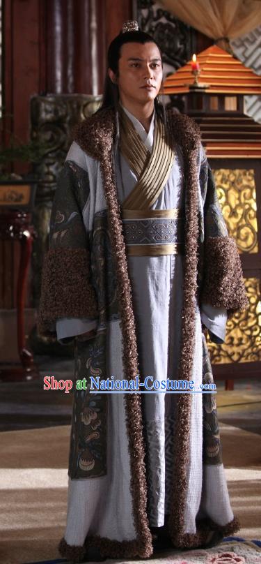 Chinese Ancient Chieftain Costumes Apparels Garment Drama Turbulence of the Mu Clan Ethnic King Mu Zeng Clothing and Headwear