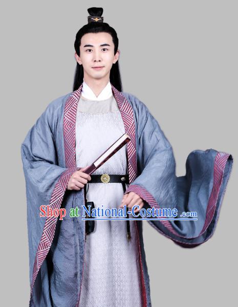 Chinese Ancient Song Dynasty Gifted Scholar Apparels Costumes and Hair Accessories Drama Kai Feng Qi Tan Official Bao Zheng Robe Garment