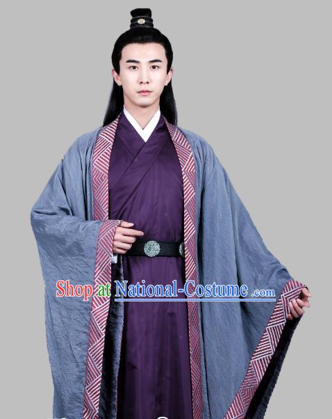 Chinese Ancient Song Dynasty Scholar Apparels Costumes and Hair Accessories Drama Kai Feng Qi Tan Bao Zheng Garment