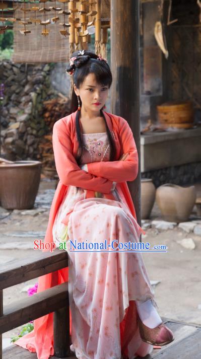 Chinese Ancient Civilian Swordsman Dress Apparels Costumes and Headwear Drama Earth Smoke Sparkle Kitchen Hua Erqiao Garment