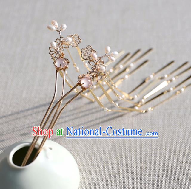 Chinese Ancient Golden Tassel Hair Clips Jewelry Headwear Hair Accessories Hairpin for Women