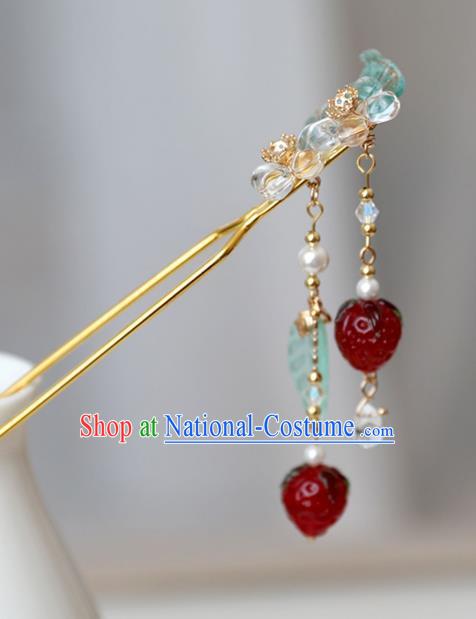 Chinese Ancient Hanfu Strawberry Hair Clip Women Headwear Hairpin Hair Accessories