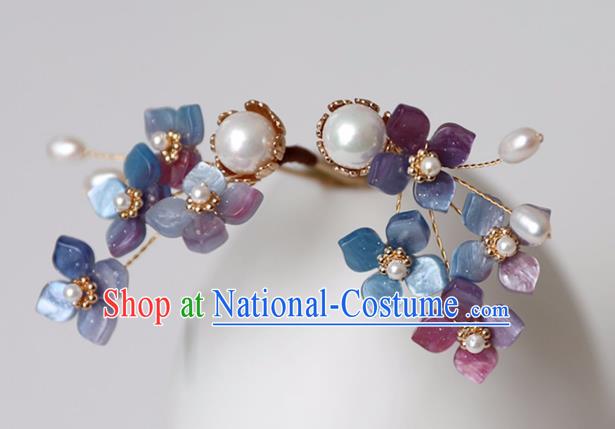 Chinese Ancient Purple Flowers Hairpin Headwear Women Hair Accessories Ming Dynasty Hair Clip