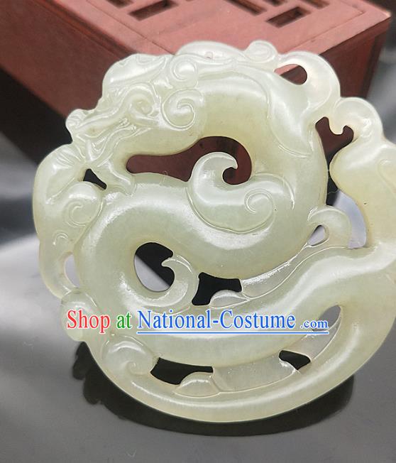 Chinese Handmade Jade Carving Dragon Necklace Accessories Handgrip Craft Jade Jewelry Jade Pendant