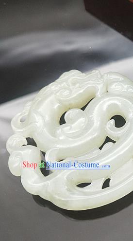 Chinese Handmade Jade Carving Dragon Necklace Accessories Handgrip Craft Jade Jewelry Jade Pendant