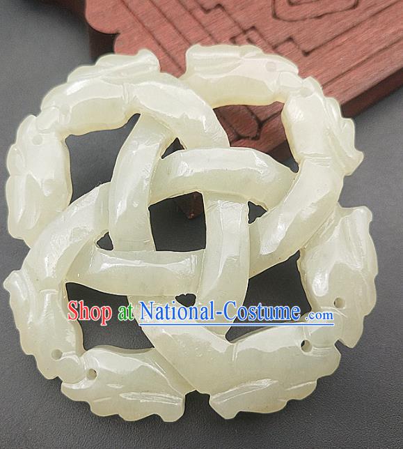 Chinese Handmade Jade Carving Necklace Accessories Handgrip Craft Jade Jewelry Jade Dragon Pendant