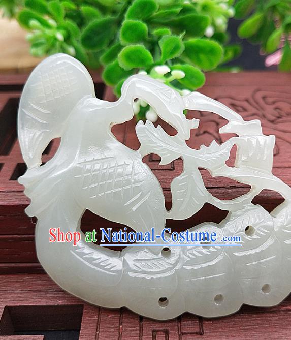 Chinese Retro Carving Jade Necklace Accessories Handgrip Craft Handmade Jade Jewelry Jade Phoenix Necklet Pendant