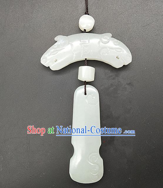 Chinese Handmade Jade Waist Accessories Handgrip Craft Handmade Jade Jewelry Carving Jade Pendant