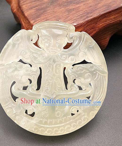 Chinese Handmade Jade Annular Accessories Handgrip Craft Handmade Jade Jewelry Jade Carving Child Waist Pendant