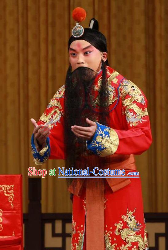 Chinese Peking Opera Martial Male Garment the Fourth Son Visits His Mother Costumes Old Men Yang Yanhui Apparel and Headpiece