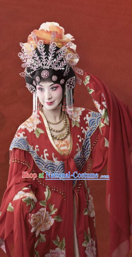 Chinese Peking Opera Hua Tan Garment Costumes the Royal Consort of Tang Female Dan Apparel Dress and Headpieces